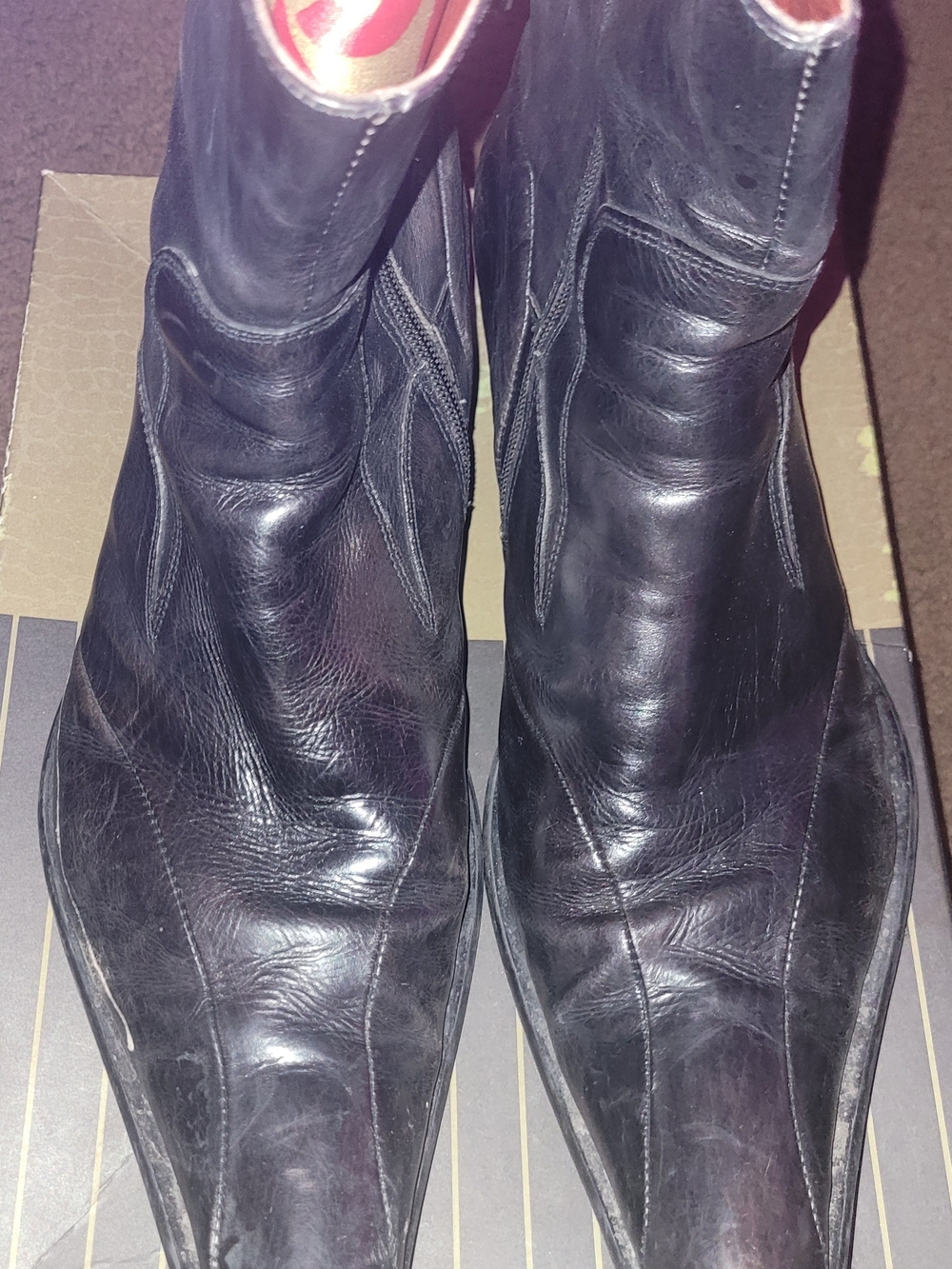Vintage JoGhost Black Leather Men's  Fashion Boots